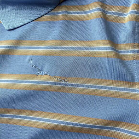 Ashworth Golf Polo Shirt Mens Large Blue Orange Short Sleeves Stripes Size Large - Picture 5 of 9